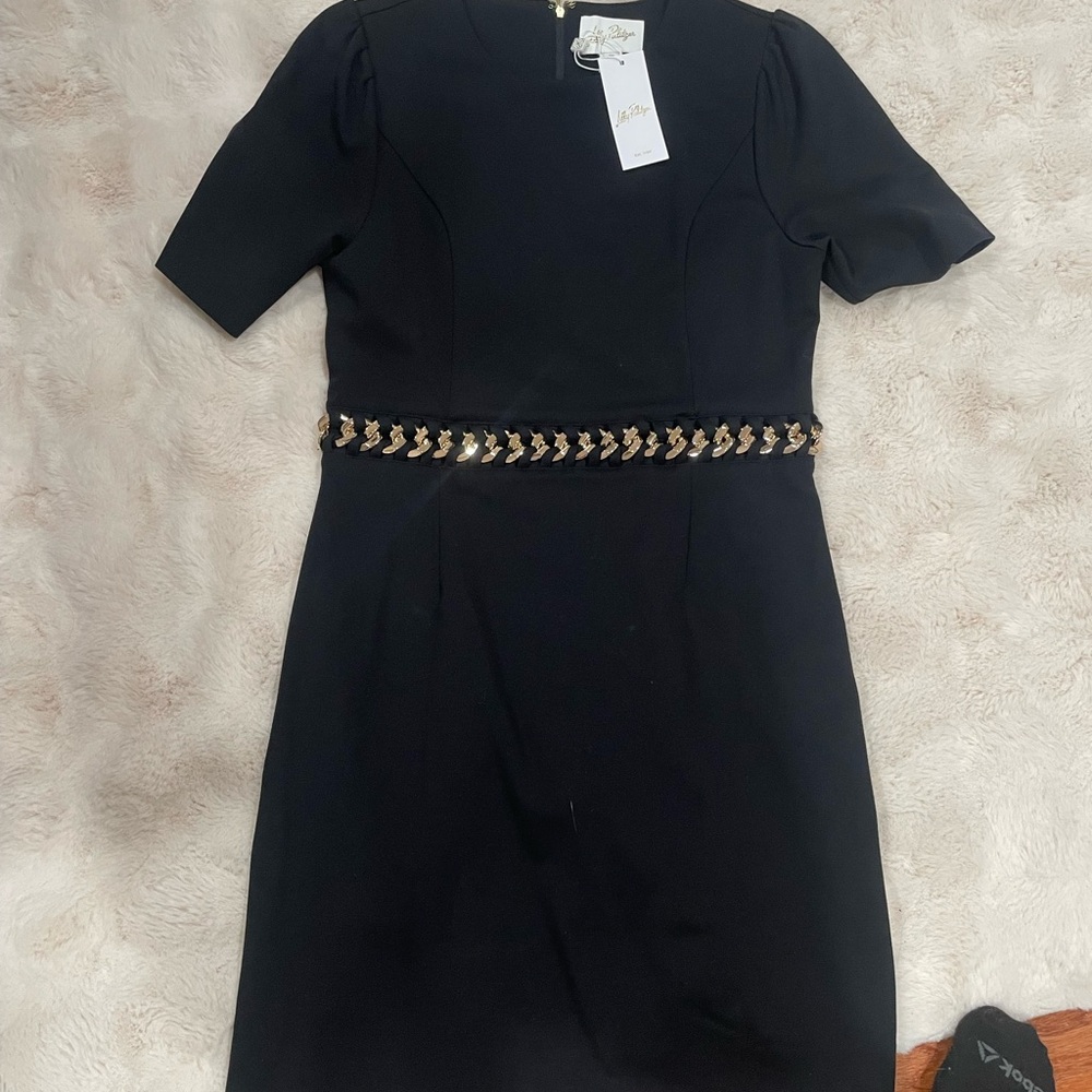Elegant Black Dress with Gold Accents